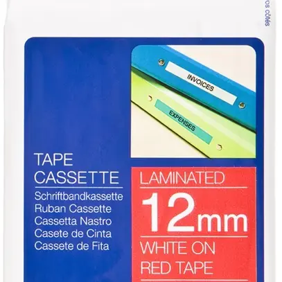 Cassette ruban Brother TZe 12mm×8m, rouge/blanc 