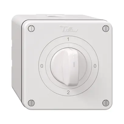 Interruttore rotativo NAP NEVO, 2/1 L, con manopola, KS, 0-1-0-2, bianco 