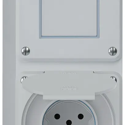 Combinazione AP robusto 2×1, interruttore schema 3/presa T15 IP55 grigio 