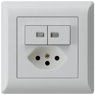 Combinazione luminosa INC 2×A-R/1P+T13 grigio chiaro kallysto.line 2 lenti 