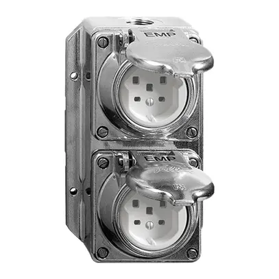 Combinazione AP bagn.I-I 2×T25 EMC 16A Al nat.c.mors.innest. 