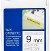 Schriftbandkassette Brother TZe 9mm×8m, weiss/schwarz 