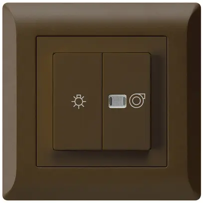 Interrupteur lumineux ENC kallysto.line brun 1/1L symbole lumineux+ventilation 