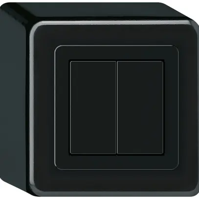 Poussoir KNX AP Hager BA basico Q double 88×88mm noir 