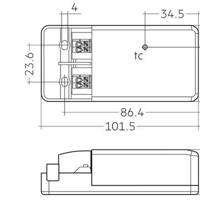 Convertitore LED Tridonic LC fixC pc SR SNC2 10W 500mA 101.5×49×29mm 
