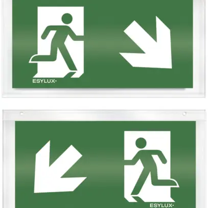 Plaque avec pictogramme ESYLUX SLD, recto/verso flèche vers le bas d/bas g 