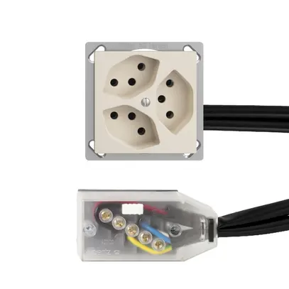 Presa INS EDIZIOdue 3×T13 L3 crema, per cavo piatto Technofil 