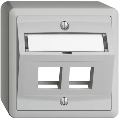 AP-Montageset EDIZIOdue, mit Schrägauslasshaube, für 2×Keystone, hellgrau 