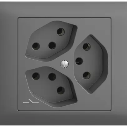 Prise INC EDIZIOdue 3×T13 gris foncé 1×S 