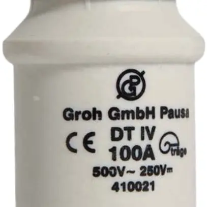 Fusible D Hager DTIV 34×56mm, caractéristique de déclenchement retardé T 100A gG 