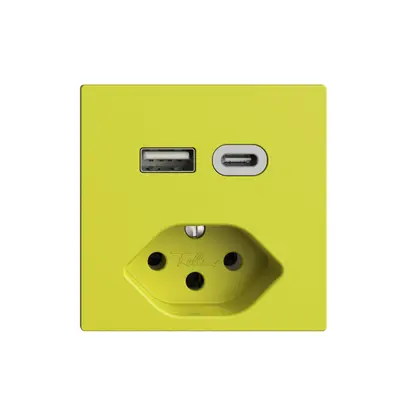 Steckdose USB Typ A+C + Typ 13 Feller EDIZIOdue F 230V 3000mA lemon 