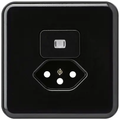 UP-Frontset basico 86×86mm schwarz mit Linse und Kinderschutz f.S3/T13 für BOMI 