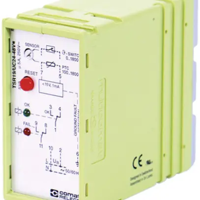 Relè di protezione termica ComatReleco TSR19, 230VAC, 0/100…1800Ω, 2C 