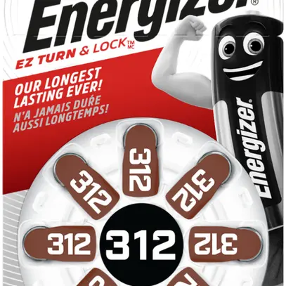 Pila bottone zinco/aria Energizer V312, blister a 8 pezzi 