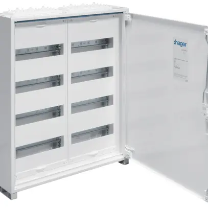 Distributeur AP Hager univers 4 rangées 96UM porte IP44 550×650×160mm 