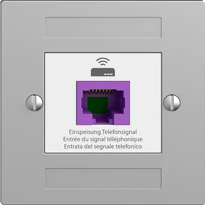 Prise de retour EDIZIOdue F 1×RJ45 p.Swisscom VoIP, 8 pôles, UTP, silver 