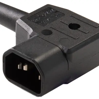 Apparatestecker Typ C14 (E) ELBRO 10A 230VAC abgewinkelt max.70°C schwarz IP20 