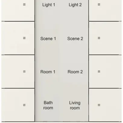 Unité de poussoir petit ABB-Tenton, 8 touches, blanc studio mat 