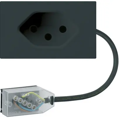 Presa INS 1×tipo 13 Hager FLF per cavo piatto Technofil L3 nero 