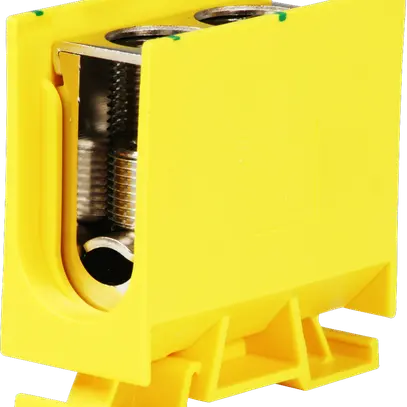 Borne de dérivation Woertz 70…120mm² 269A 800V vis 2×1 rail DIN 35mm vert/jaune 