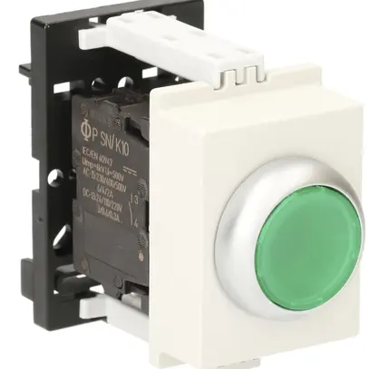 Pulsante luminoso AMD K&N, 24VAC/DC, 1Ch/1R 6A, 2UM, calotta verde 