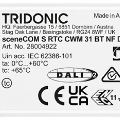 Appareil de commande Tridonic sceneCOM S RTC DALI-2 Bluetooth 80.7×15.3×30mm 