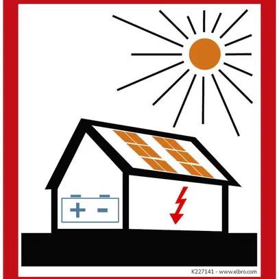 Autocollante di avvertimento ELBRO fotovoltaico con batteria 90×100mm rosso 