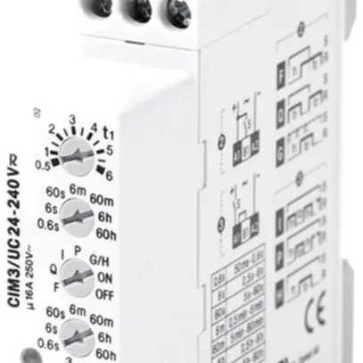 Relais temporisé AMD ComatReleco CIM3, 24…240VAC/DC, 16A 250VAC 