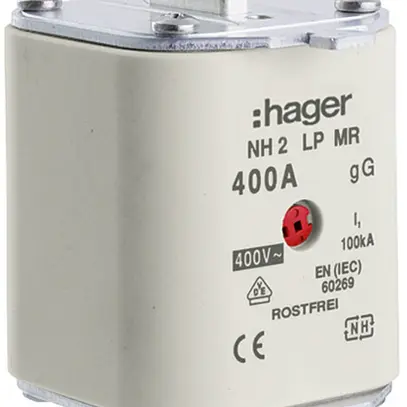 Fusibile HPC Hager DIN2 400VAC 400A gG/gL segnalatore centrale inossidabile 