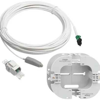 Kit FO Hager HMS module de couplage+câble patch 50m fil+adaptateur Keystone bc 