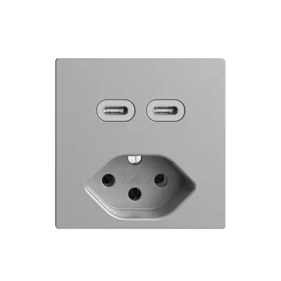 Prise USB 2×type C + type 13 Feller EDIZIOdue F 230V 3000mA silver 