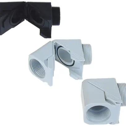 Raccord-équerre 90° Plica KLAPP-WI, PG25 PA IP68 gris clair 