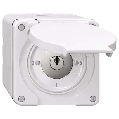 Interruttore rotativo NAP NEVO, 0/1L, c.serratura&2 chiavi, KS, 0-1-0-1, bianco 