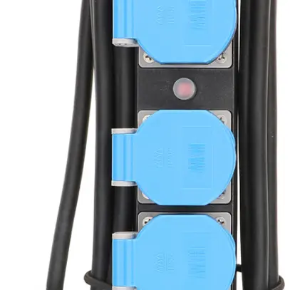 Prise multiple MAX HAURI Construct Line 4×T13 5m 3×1.5mm² IP44 bleu/noir 