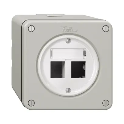 NAPU-Montageset Feller freenet, für gerade Steckrichtung, zweifach, lichtgrau 