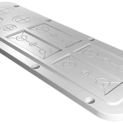 Flanschplatte Rittal AX, metrische Vorprägung, 447×149mm, Kunststoff 