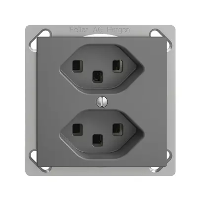 Presa INS 2×T23 16A EDIZIOdue grigio scuro, con morsetti innest. 