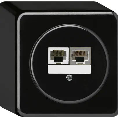 Scatola di raccordo AP basico 2×RJ45s+u separato nero 
