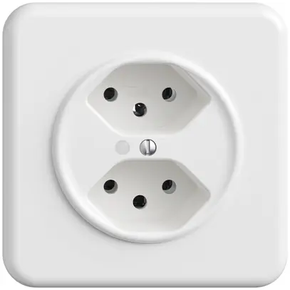 Presa INC Sdue QMI, 2×tipo 13, c.LED, c.piastra di copertura e di fissaggio, bi 