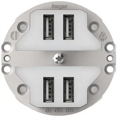 Inserto per presa 4×USB Hager montaggio E 2400mA 