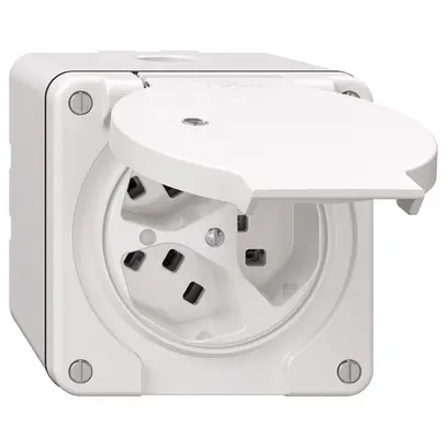 Prise NAP NEVO, 3×T23, IP21, a.LED, blanc 