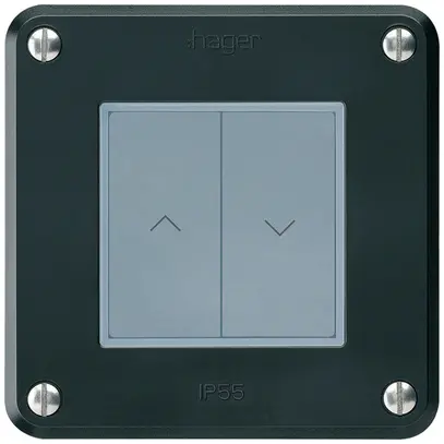 Pulsante per tapparelle KNX INC Hager BA robusto C doppio 86×86mm nero 