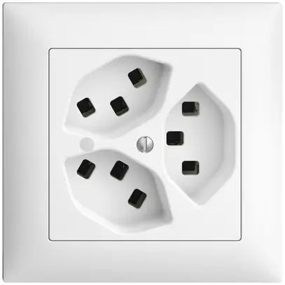 Prise ENC 3×T23 16A avec LED vert, EDIZIOdue blanc, avec bornes enf. 