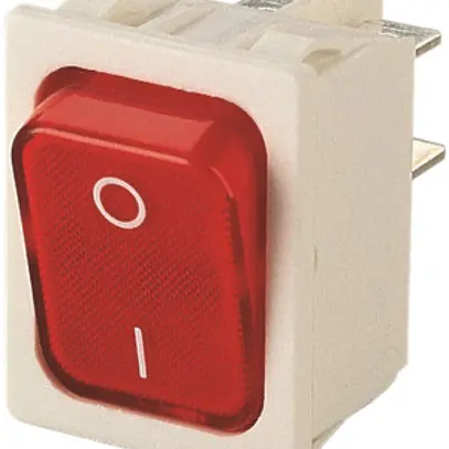 interrupteur à bascule lumineux INC Novitronic, 20A/250V 0/2L, bouton ro, bc 