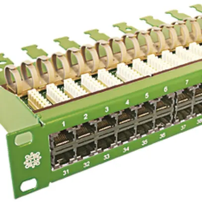 Panel 19" ISDN/TT 1HE 60 Buchsen grün 