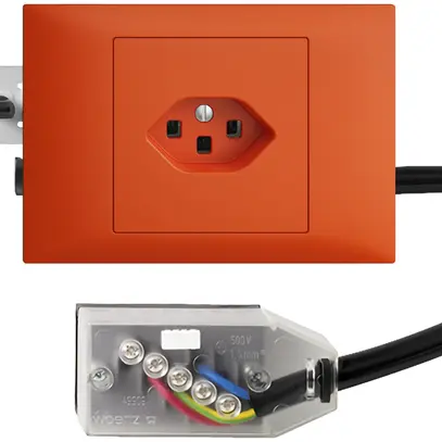 Presa INS EDIZIOdue T23 L1 arancione 45…69mm per cavo piatto Technofil 