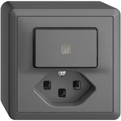 Comb. lum. AP A-R/1L+T23 EDIZIOdue grigio scuro, con lente, LED giallo 