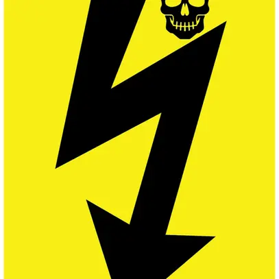 Autocollante di avvertimento Fulmine con teschio 85×115mm autoadesivo giallo 