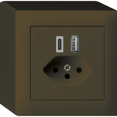 Presa di carica USB AP kallysto 18W PD 1×tipo A 1×tipo C T13 marrone 