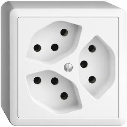 Presa AP EDIZIOdue 3×T13 bianco 3×S con shutter 